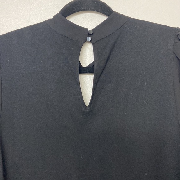 NWT black dress blouse with sheer sleeves - Picture 7 of 9